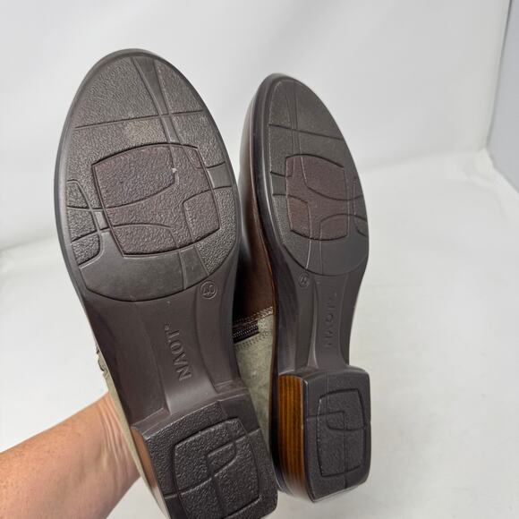 Naot Helm Two-Tone Leather Suede Side Zip Brown Green Ankle Boot Size 40 - Picture 8 of 14